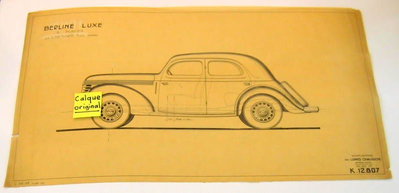 Couverture de 1938 CHENARD ET WALCKER BERLINE LUXE 5 PLACES 4 CYL. PLAN N° 12807