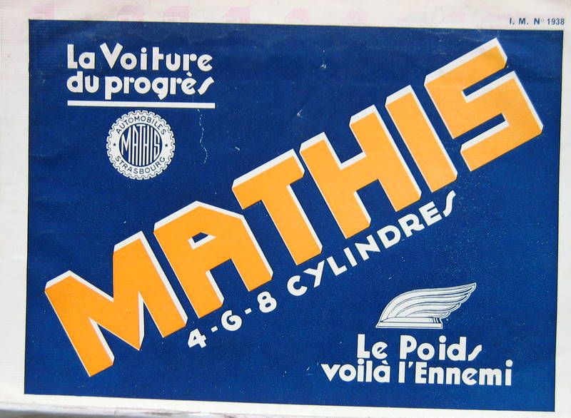 Couverture de 1933 MATHIS GAMME ET  VEHICULES INDUSTRIELS N°1938