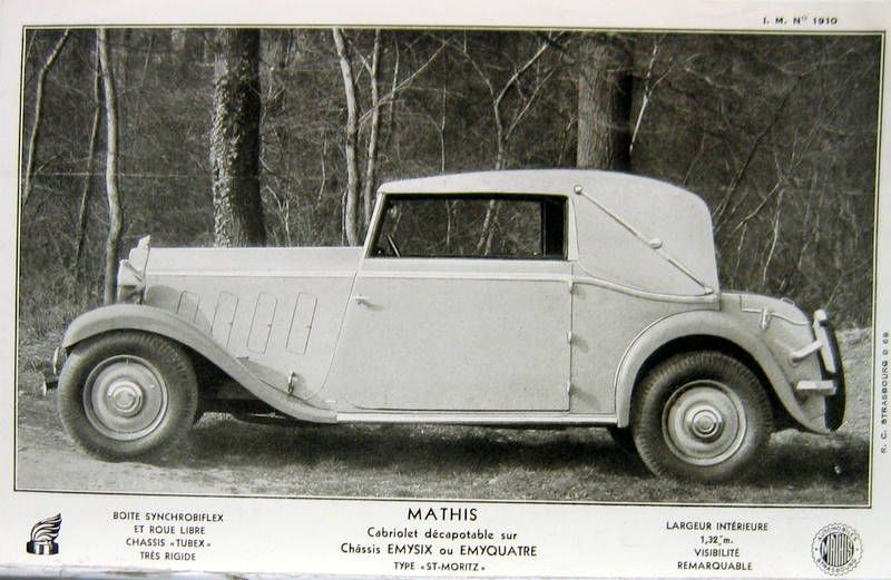 Couverture de MATHIS EMYSIX EMYQUATRE CABRIOLET ST MORITZ N°1910