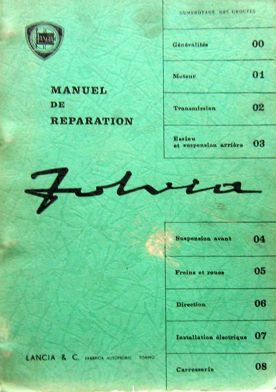 Couverture de 1970 LANCIA FULVIA MANUEL DE REPARATION