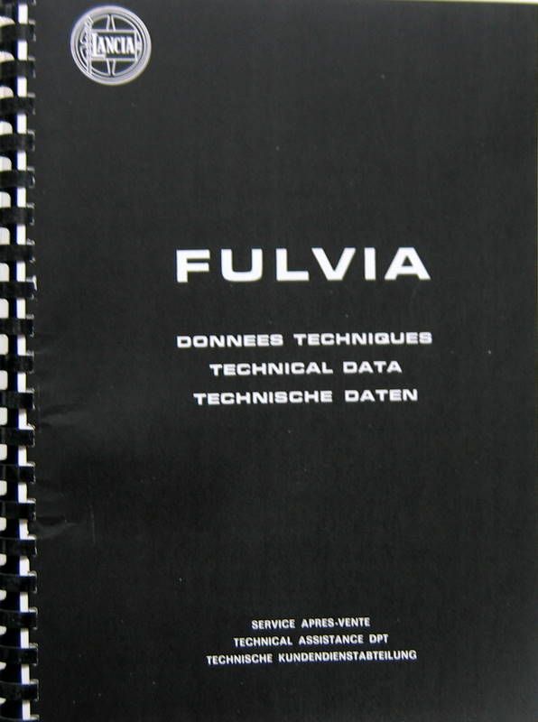 Couverture de 1971 LANCIA FULVIA DONNEES TECHNIQUES