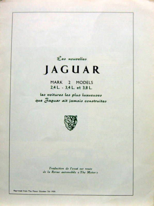 Couverture de 1959 JAGUAR MK2 2,4-3,4-3,8 LITRES ESSAI DE THE MOTOR