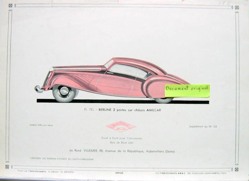 Couverture de AMILCAR BERLINE 2 PORTES DESSIN N°125