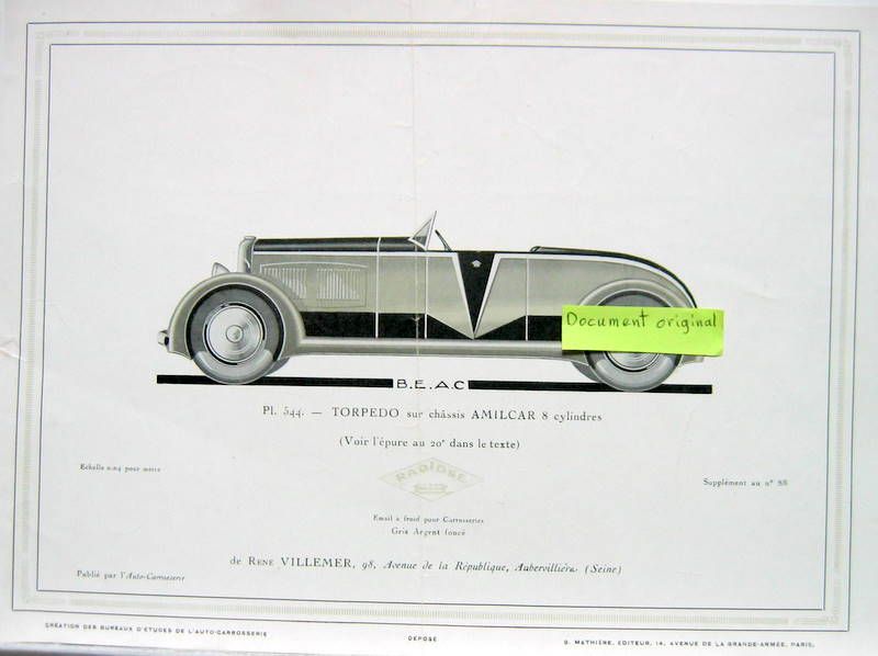 Couverture de AMILCAR TORPEDO 8 CYLINDRES DESSIN N°88