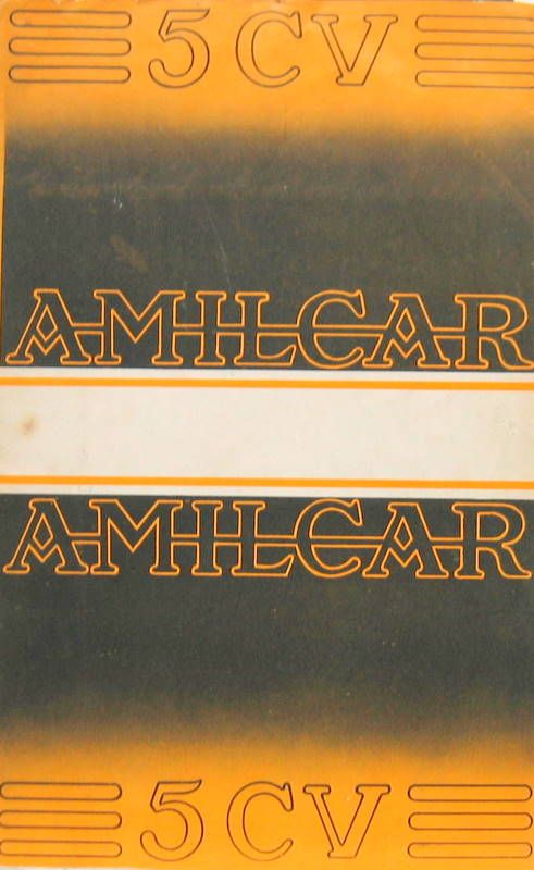 Couverture de 1934 AMILCAR 5 CV DEPLIANT
