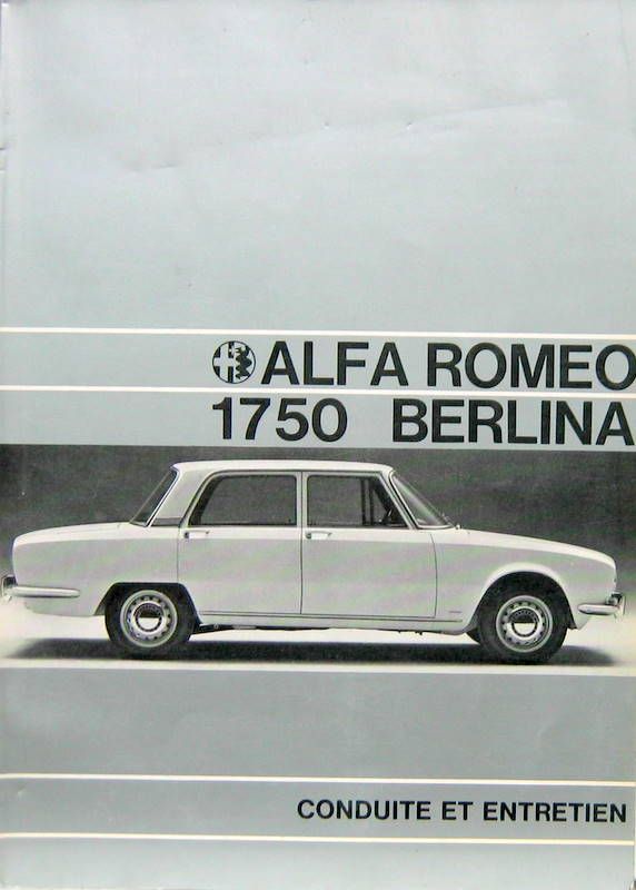 Couverture de 1968 ALFA ROMEO 1750 BERLINA LIVRET D'ENTRETIEN