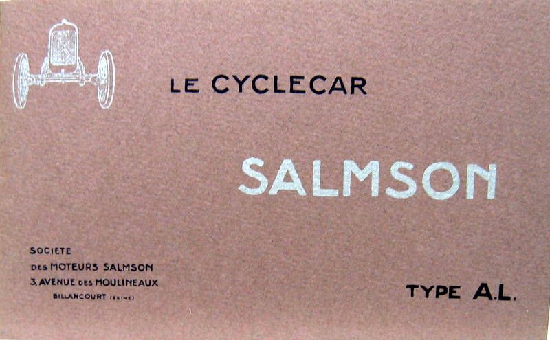 Couverture de 1922 SALMSON CYCLECAR TYPE AL  CATALOGUE