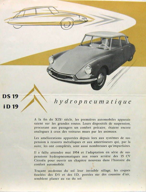 Couverture de 1956 CITROEN ID 19 DS 19 PROSPECTUS