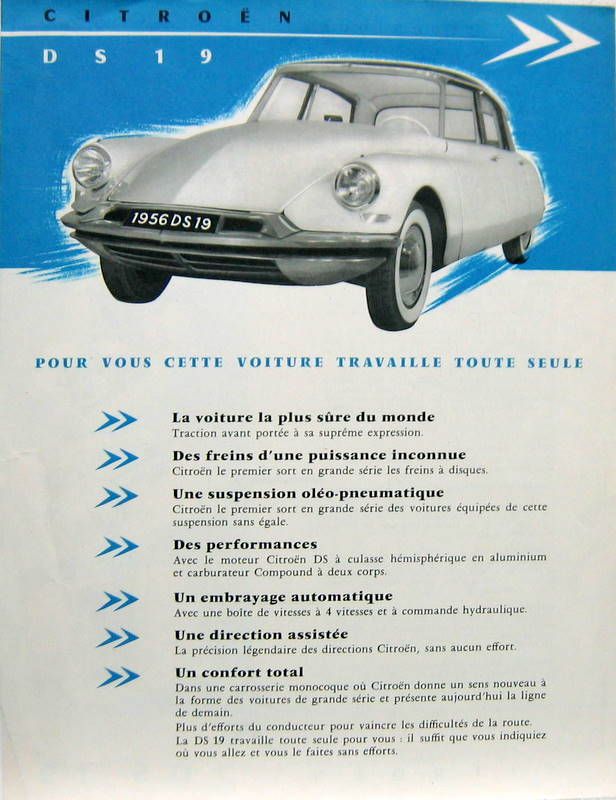 Couverture de 1955 CITROEN DS 19 PROSPECTUS