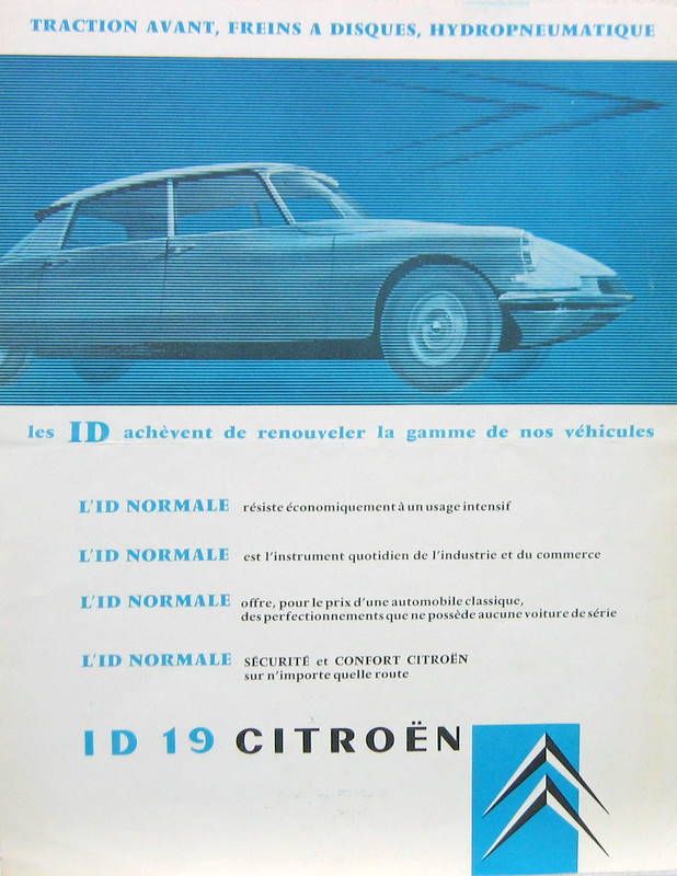 Couverture de 1957 CITROEN ID 19 PROSPECTUS DE COULEUR BLEU