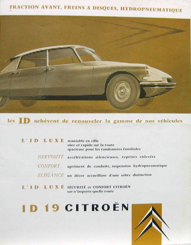 Couverture de 1957 CITROEN ID 19 PROSPECTUS DE COULEUR JAUNE