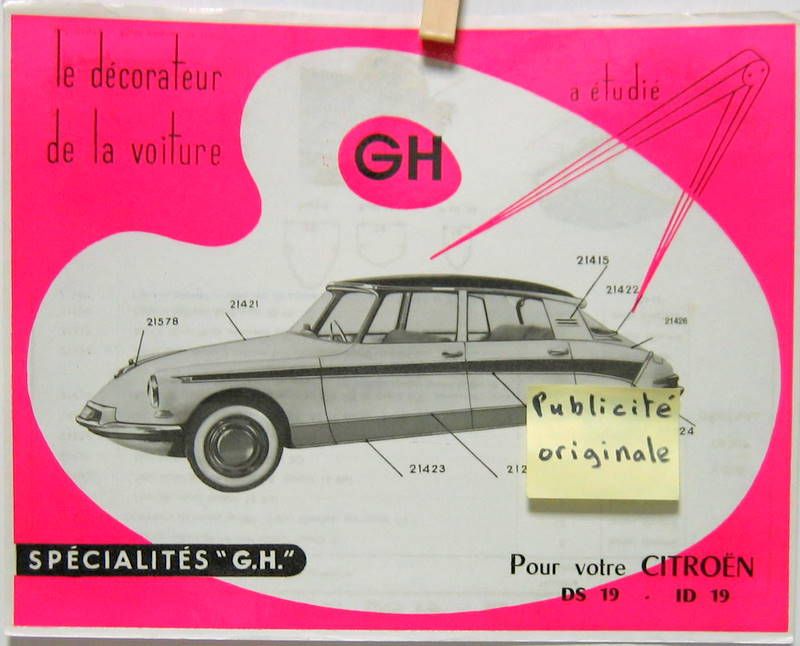Couverture de 1958 CITROEN ID DS 19 ACCESSOIRES GH  PROSPECTUS ORIGINAL