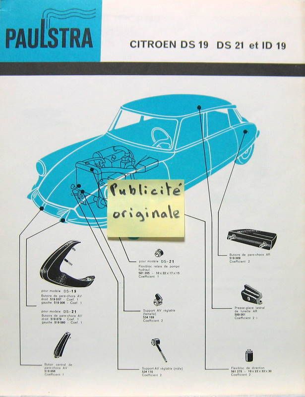 Couverture de 1970 CITROEN DS ID ACCESSOIRES PAULSTRA PROSPECTUS