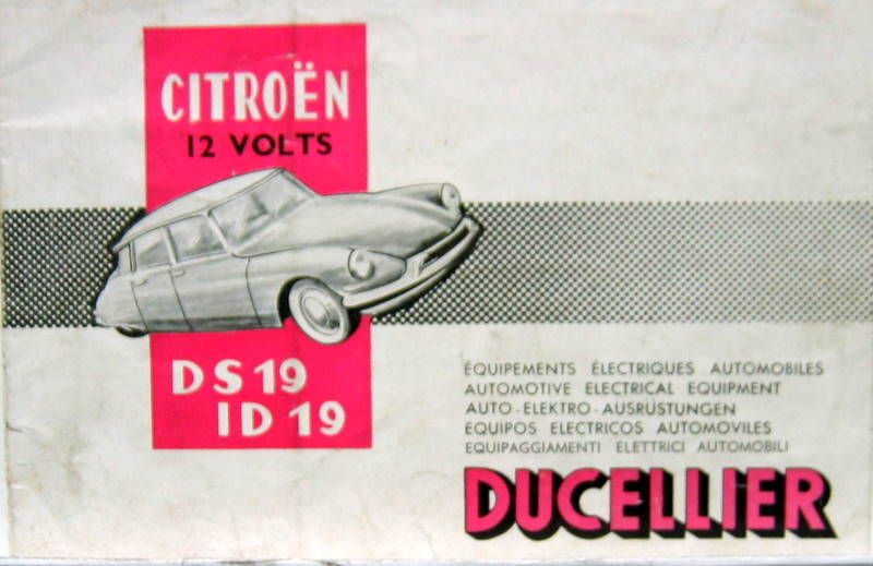 Couverture de 1964 CITROEN DS ID  19 EQUIPEMENTS DUCELLIER CATALOGUE MULTILANGUE