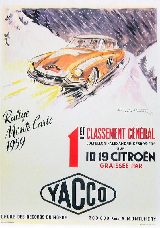 Couverture de 1959 CITROEN ID 19 MONTE CARLO DESSIN DE GEO HAM  REPRODUCTION D'AFFICHE