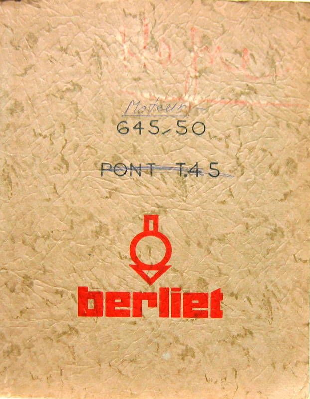Couverture de BERLIET MOTEUR  645-50 MI MIS  MANUEL DE REPARATION ET DE PIECES