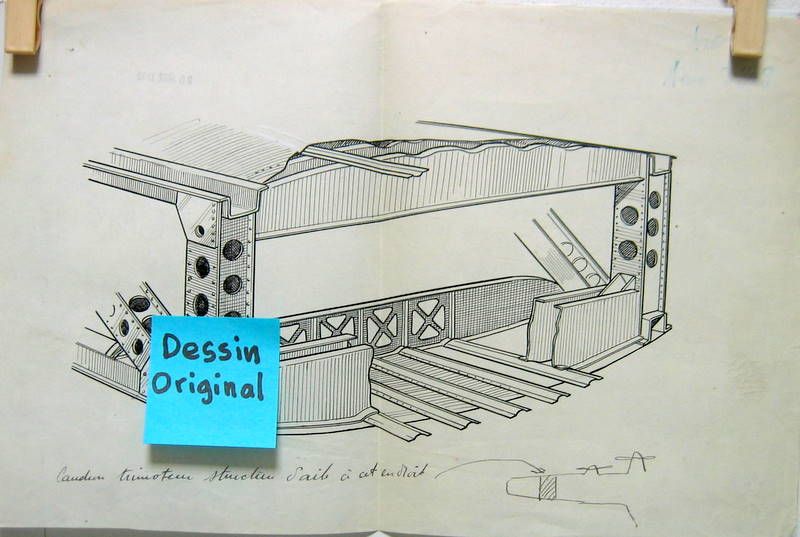 Couverture de 1932 CAUDRON TRIMOTEUR STUCTURE D'AILE PLAN ORIGINAL A L'ENCRE DE CHINE