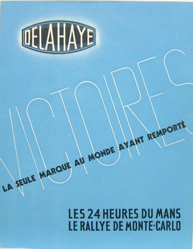 Couverture de 1939 DELAHAYE VICTOIRES 24 HEURES DU MANS MONTE CARLO CATALOGUE