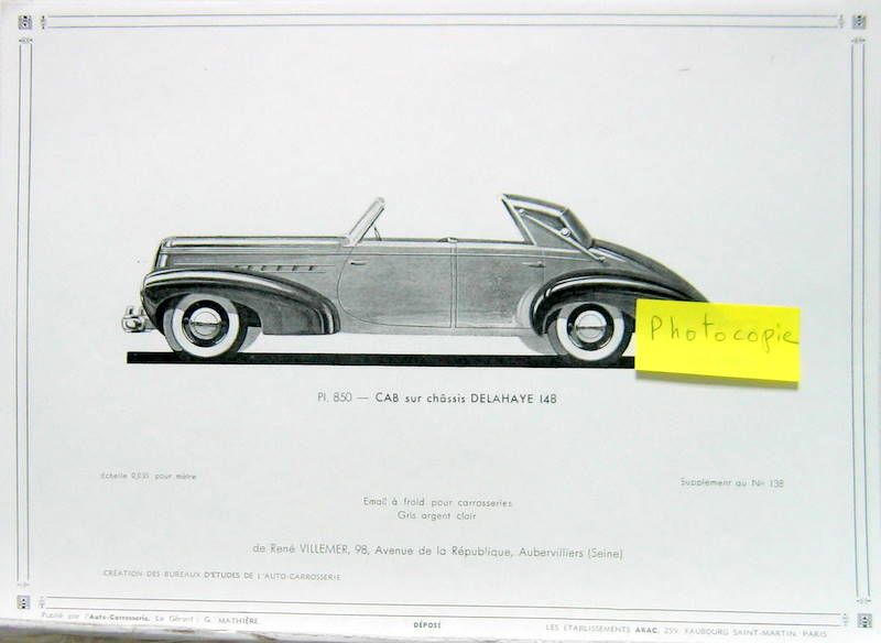 Couverture de DELAHAYE CAB SUR CHASSIS 148 PLANCHE N°138