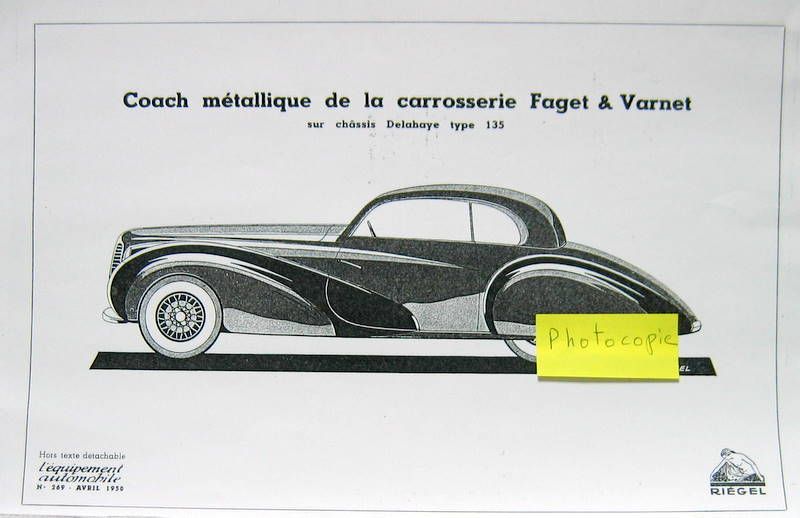 Couverture de 1950 DELAHAYE COACH METTALIQUE DE LA CARROSSERIE FAGET VARNET SUR CHASSIS 135 PLANCHE N°269