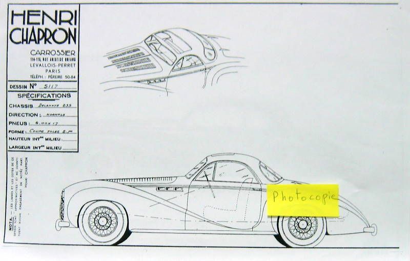 Couverture de 1950 DELAHAYE COUPE 2 PLACES DE LA CARROSSERIE CHAPRON SUR CHASSIS 235 N°5117