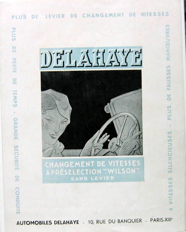 Couverture de 1935 DELAHAYE DESCRITIF DU CHANGEMENT DE VITESSE A PRESELECTION WILSON SANS LEVIER CATALOGUE