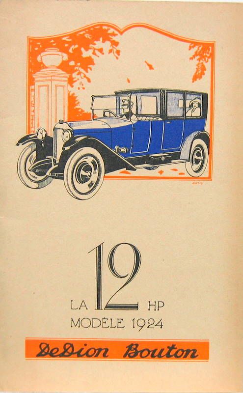 Couverture de 1924 DE DION BOUTON 12 HP DESCRIPTIF
