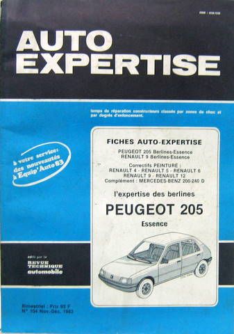 Couverture de PEUGEOT 205 ESSENCE AUTO EXPERTISE DU 12-1983