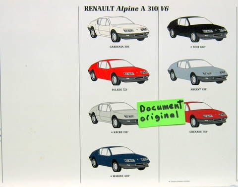 Couverture de 1985 ALPINE RENAULT A 310 V6 COLORIS
