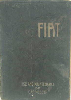 Couverture de FIAT 503 1926 LIVRET D'ENTRETIEN