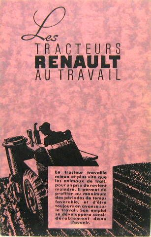 Couverture de 1940-42 LES TRACTEURS RENAULT AU TRAVAIL CATALOGUE