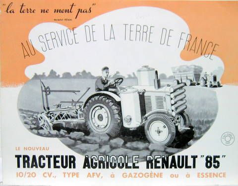 Couverture de 1940 LE TRACTEUR RENAULT 85 DEPLIANT FAC SIMILE