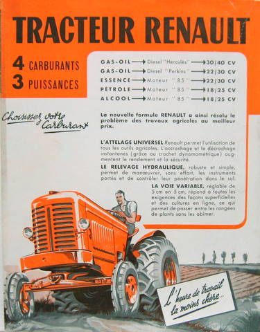 Couverture de 1951 LE TRACTEUR RENAULT MOTEUR 85 HERCULES ET PERKINS DEPLIANT