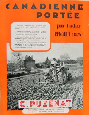 Couverture de LE TRACTEUR RENAULT 18/25 CV CANADIENNE PORTEE ET HERSE EN Z PUZENAT PROSPECTUS