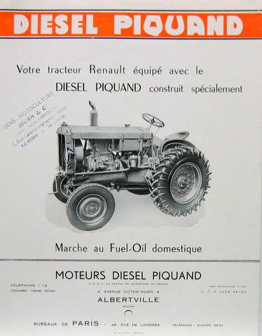 Couverture de LE TRACTEUR RENAULT MOTEUR DIESEL PIQUAND PROSPECTUS