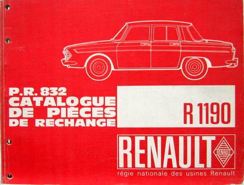 Couverture de 1965 R10 R1190 CATALOGUE DE PIECES DETACHEES PR 832