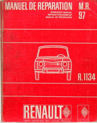 Couverture de 1965 R8 GORDINI 1100  R1134 MANUEL DE REPARATION MR97  CATALOGUE DE PIECES DETACHEES SPECIALES PR 829