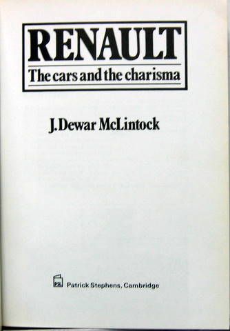 Couverture de RENAULT THE CARS AND THE CHARISMA