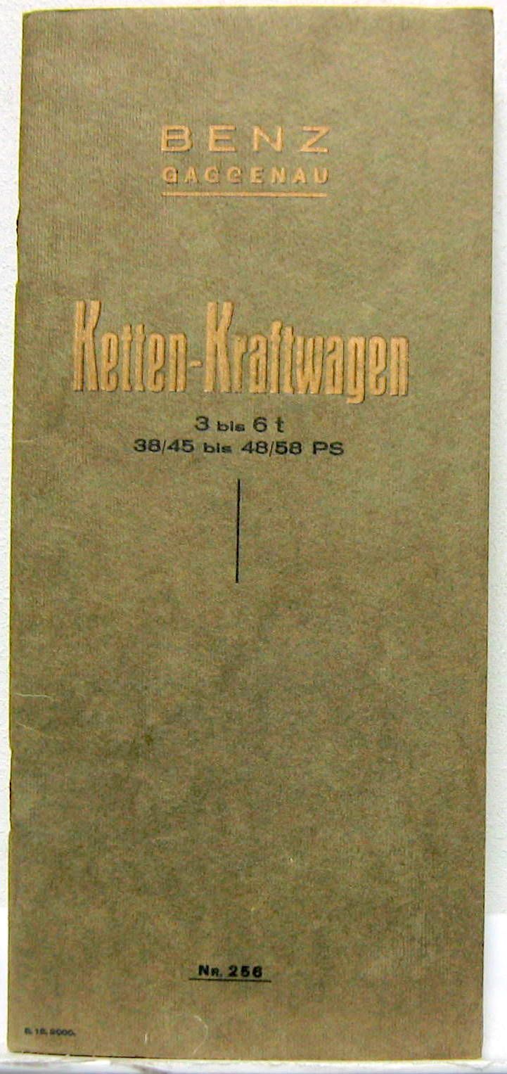 Couverture de 1918 BENZ GAGENAU KETTEN KRAFTWAGEN CATALOGUE