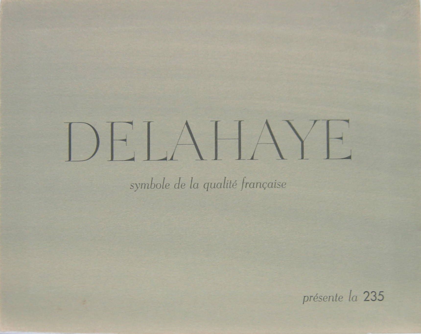 Couverture de 1952 DELAHAYE 235 COUPE ET CABRIOLET SYMBOLE DE LA QUALITE FRANCAISE CATALOGUE