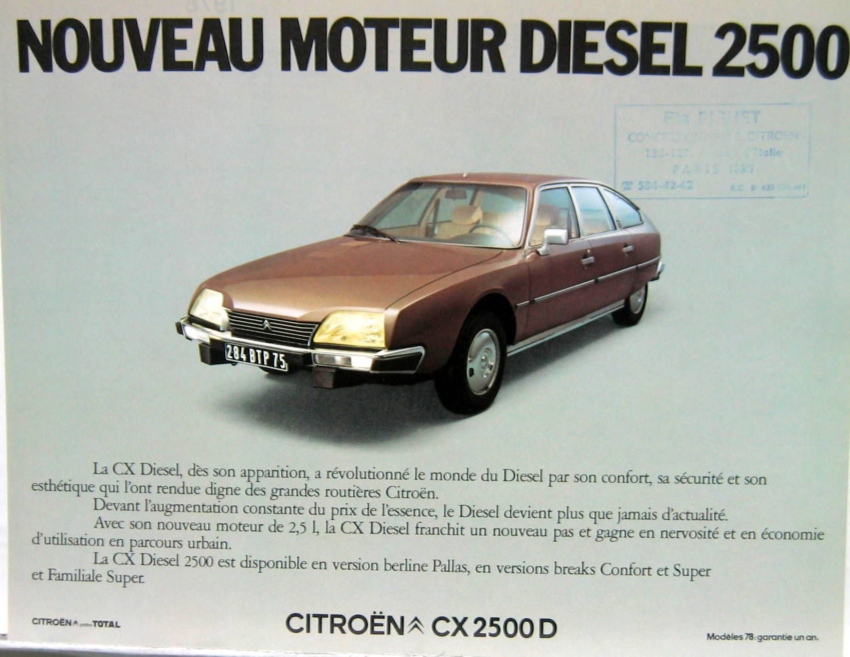 Couverture de 1978-1 CITROEN CX 2500 D CATALOGUE