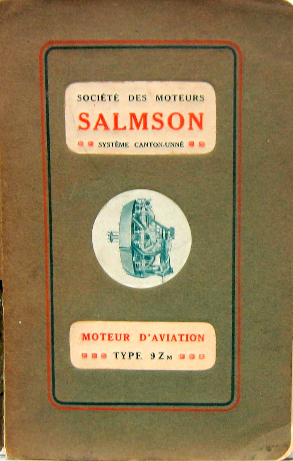 Couverture de 1917 SALMSON SYSTEME CANTON UNNE MOTEUR TYPE 9 ZM NOTICE