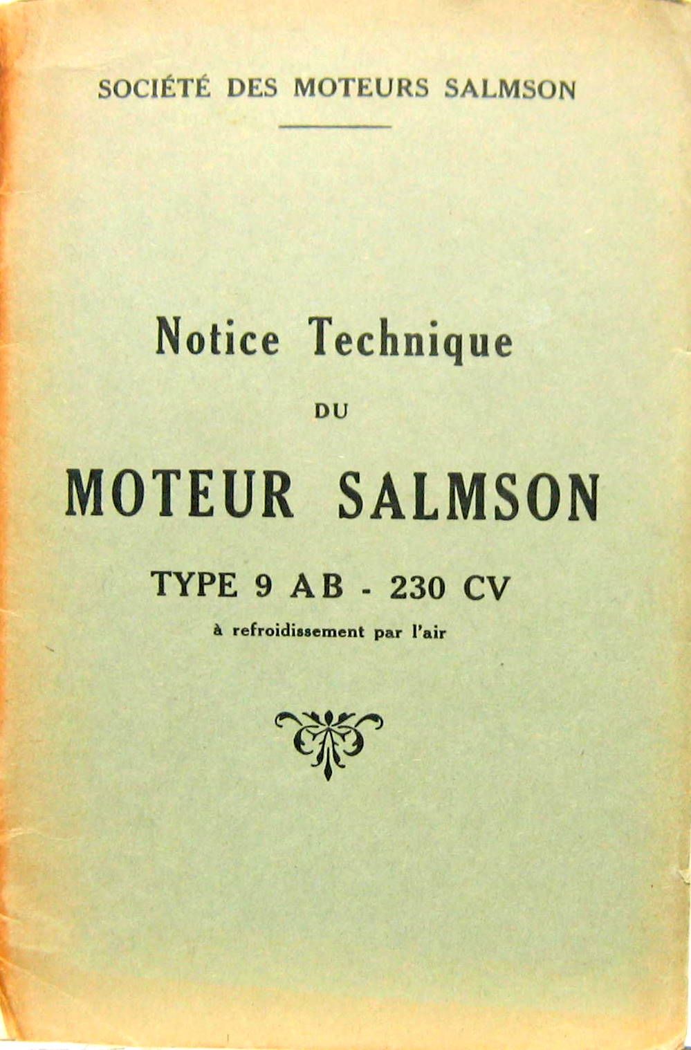 Couverture de SALMSON  MOTEUR TYPE 9 AB  230 CV A REFROIDISSEMENT A AIR NOTICE