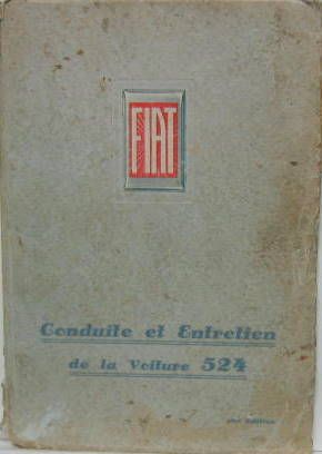 Couverture de FIAT 524 C-L 1931 LIVRET D'ENTRETIEN