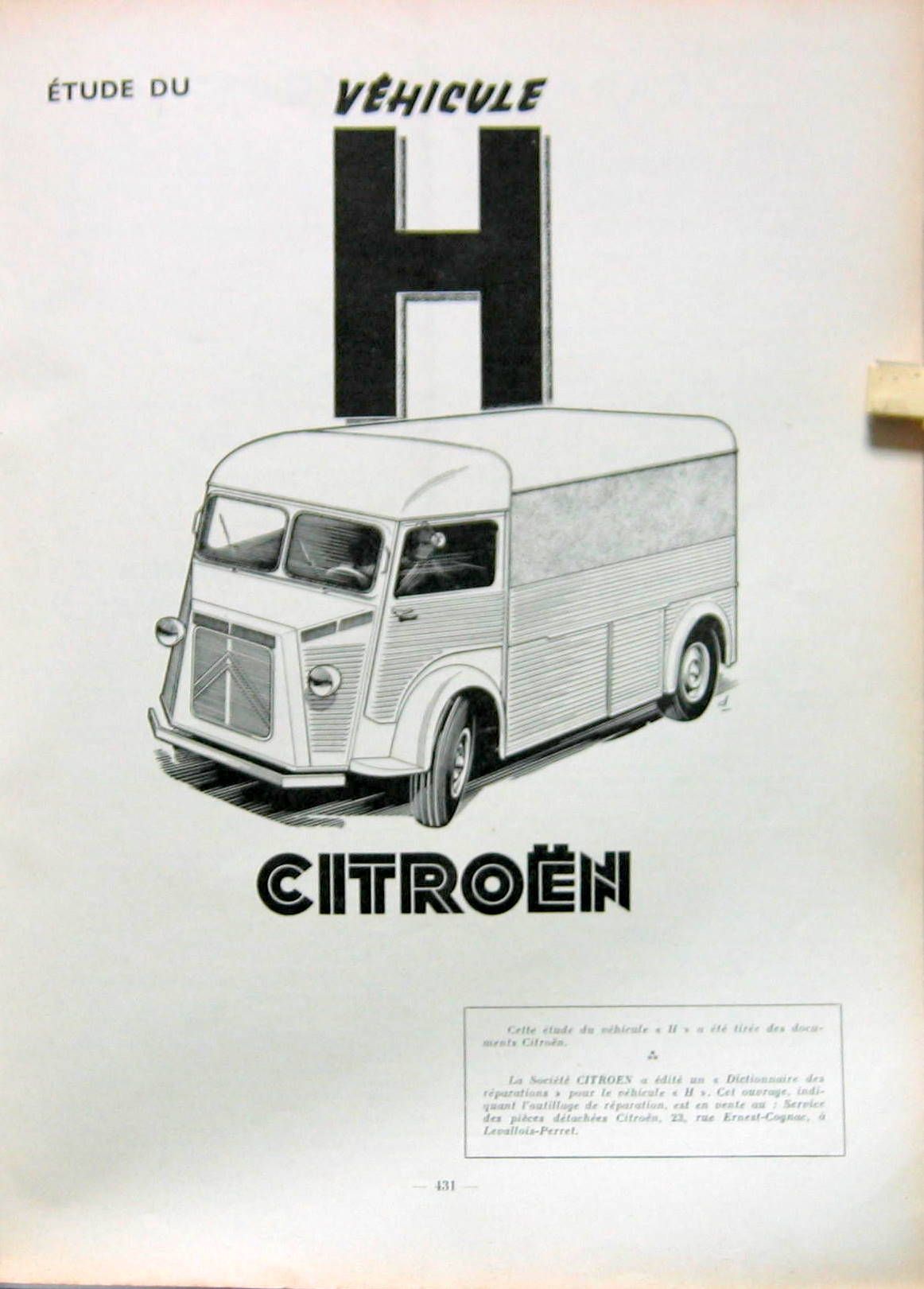 Couverture de CITROEN TYPE H REVUE TECHNIQUE