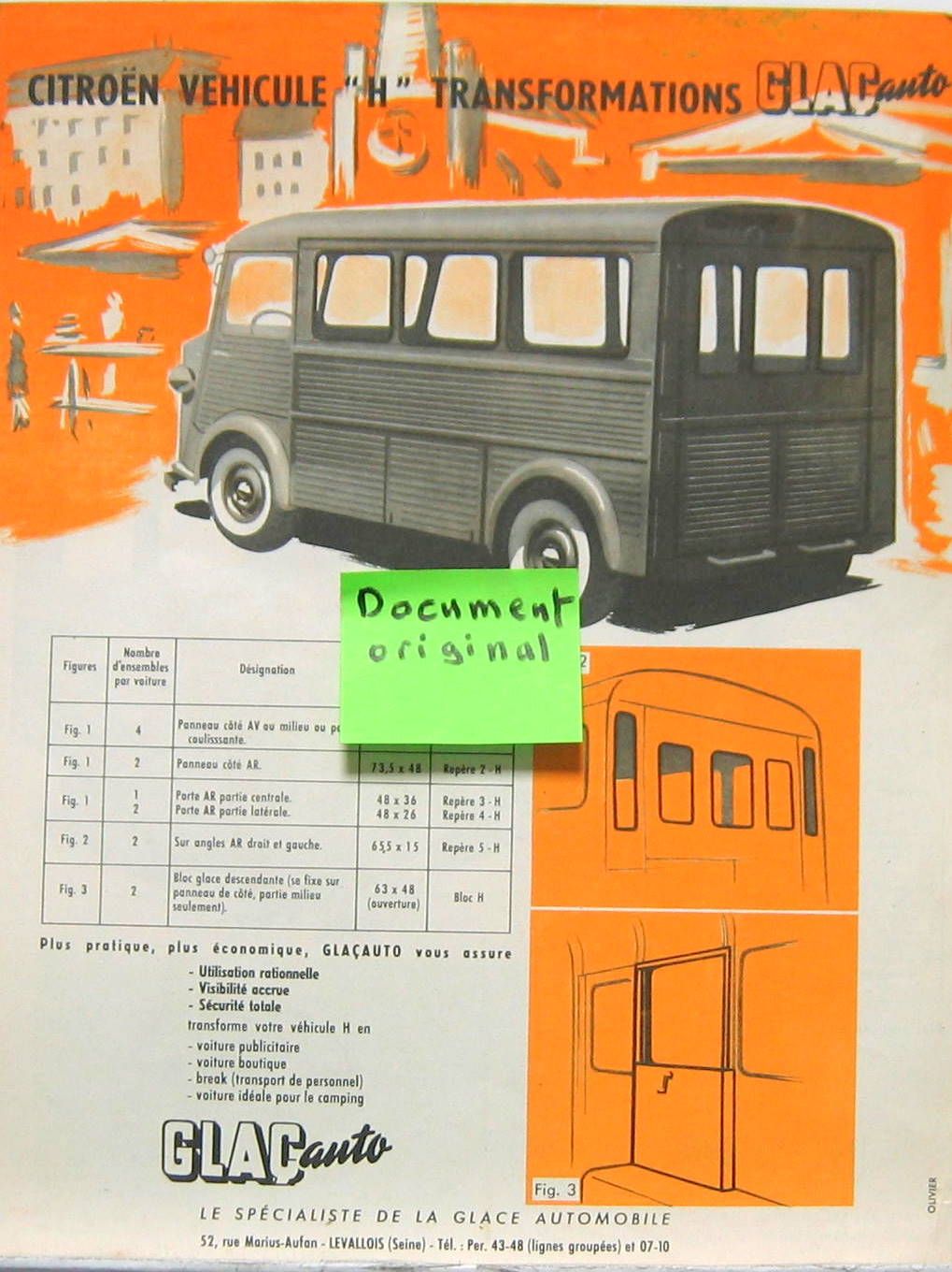 Couverture de 1960 CITROEN TYPE H  GLACAUTO  PROSPECTUS