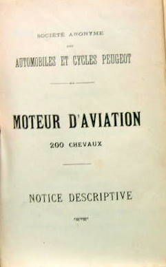 Couverture de PEUGEOT MOTEUR D'AVIATION 200 CV 8 CYLINDRES EN V