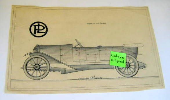 Couverture de CARROSSERIE  JANSSEN SUR 12 CV PANHARD     TORPEDO  CALQUE A L'ENCRE DE CHINE D'EPOQUE N°314