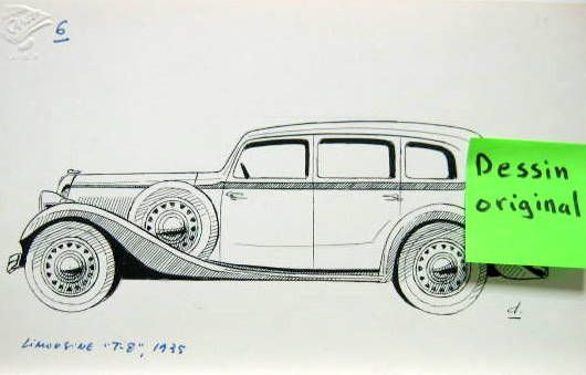 Couverture de 1935 TALBOT T8 LIMOUSINE DESSIN ORIGINAL DE P.DUMONT