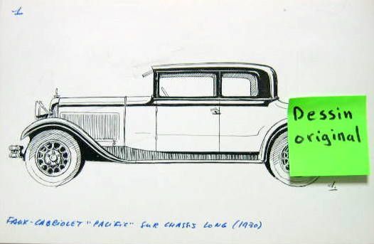 Couverture de 1930 TALBOT PACIFIC FAUX CABRIOLET  DESSIN ORIGINAL DE P.DUMONT